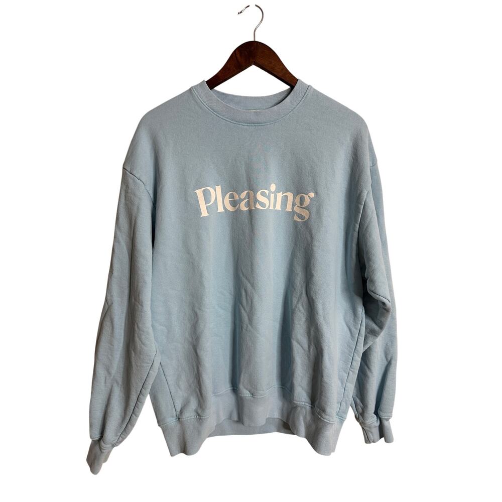 Pleasing Harry Styles Crewneck Sweatshirt Blue Mens Large